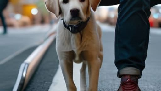 How to walk a dog safely in traffic.