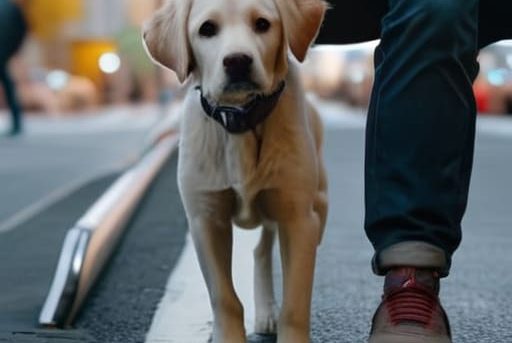 How to walk a dog safely in traffic.